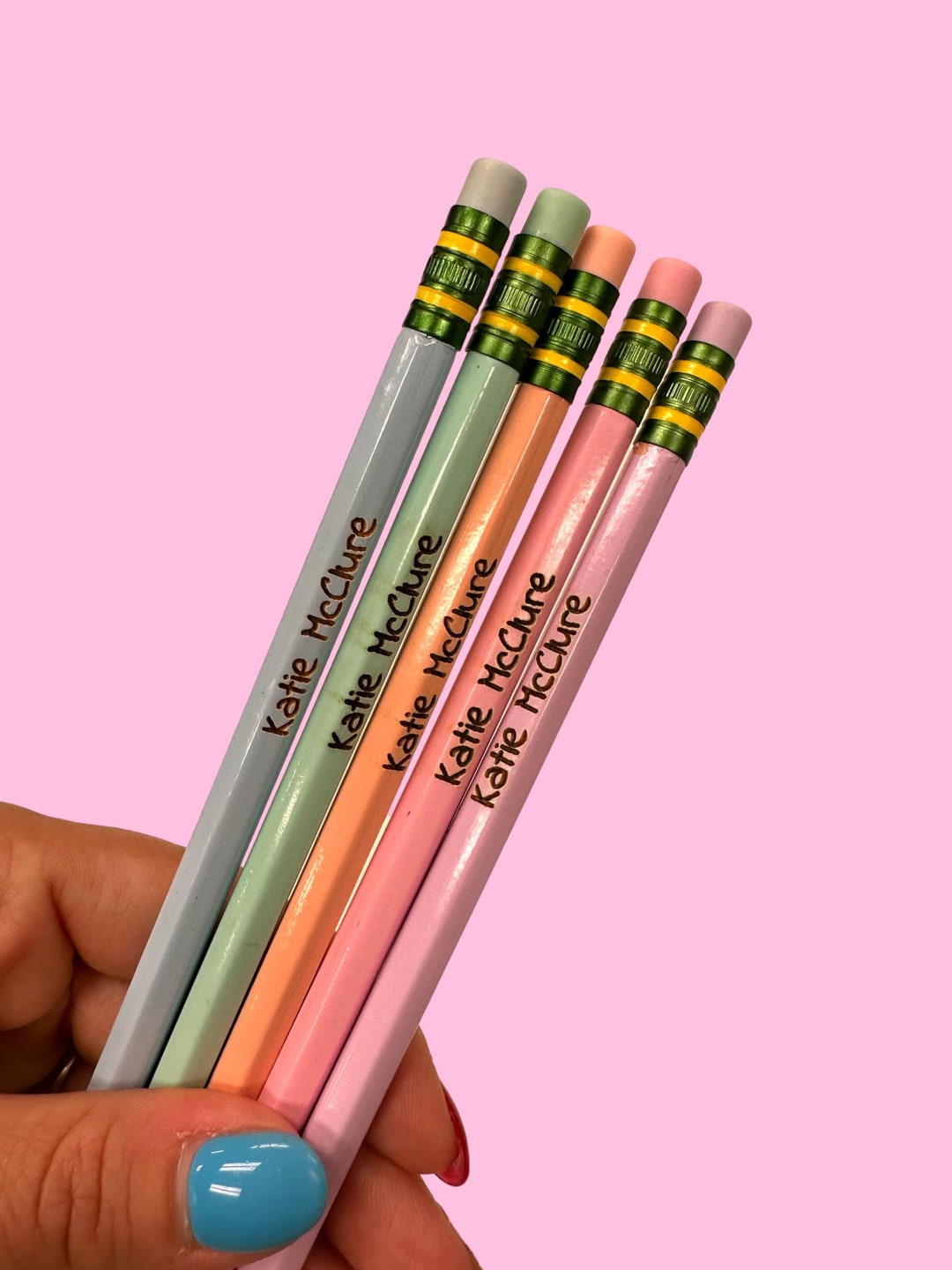 Personalized Number 2 Pencils, Engraved 2 Pencils, Pastel Sharpened