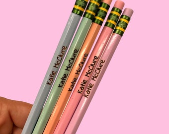 Personalized Number 2 Pencils, Engraved #2 Pencils, Pastel Sharpened Pencils, Cute Back to School Gift for Him or Her
