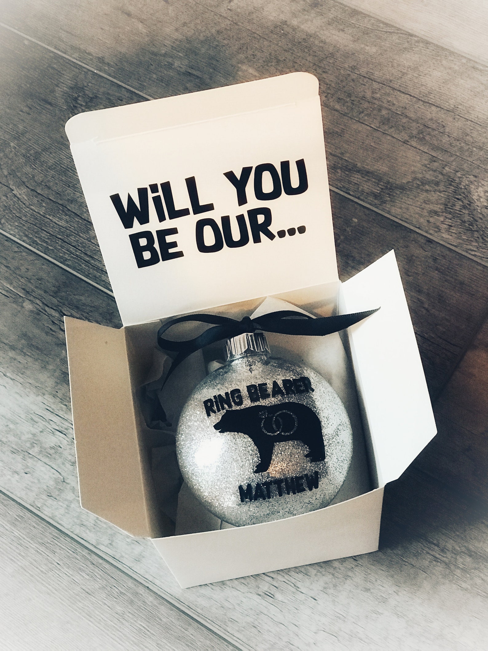 Ring Bearer Christmas Glitter Ornament Ring Security Gift Etsy