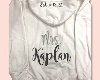 Personalized Future Mrs Sweatshirt, Bride Hoodie for Wedding Day, Bridal Shower Sweater, Winter Engagement Gift