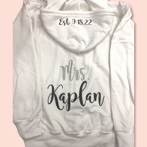 Personalized Future Mrs Sweatshirt, Bride Hoodie for Wedding Day, Bridal Shower Sweater, Winter Engagement Gift