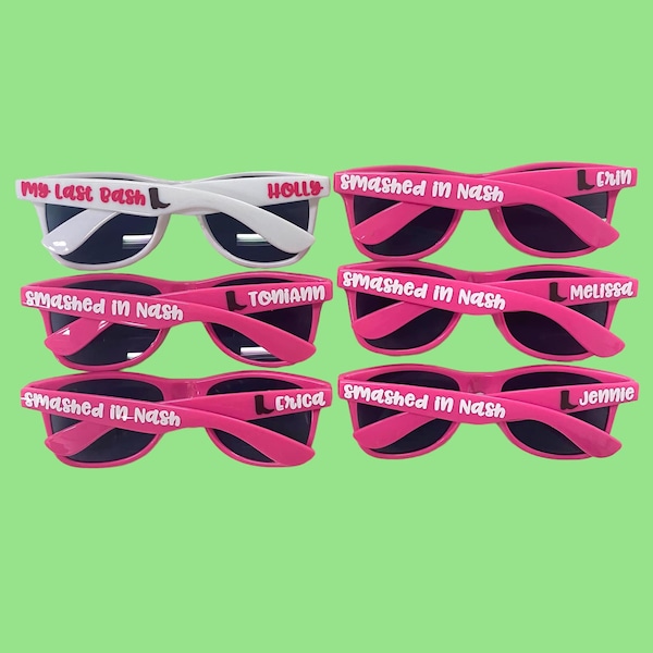 Smashed in Nash, Personalized Sunglasses, Nashville, Wedding Bridal Party Favors, Bachelorette Gifts, Destination Wedding Gifts