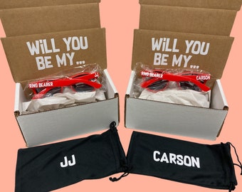 Will You Be Our Ring Security Proposal Box, Personalized Sunglasses, Toddler Youth Kid Glasses, Gift Idea for Wedding Party, Ring Bearer