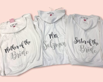 Personalized Mother of the Bride Sweatshirt, Sister Hoodie for Wedding Day, Bridal Shower Sweater, Winter Engagement Gift