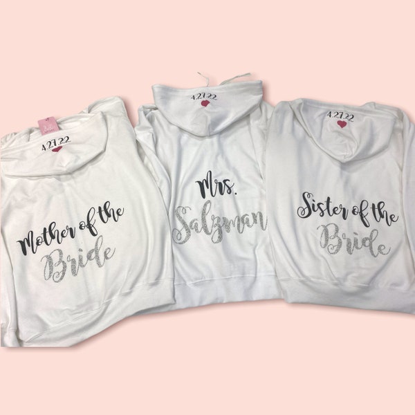 Personalized Mother of the Bride Sweatshirt, Sister Hoodie for Wedding Day, Bridal Shower Sweater, Winter Engagement Gift