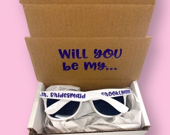 Will You Be My jr Bridesmaid Proposal, Personalized Adult Sunglasses, Gift Idea for Wedding Party, Junior Bridesmaid Gift Box