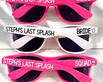 Personalized Sunglasses, Pool Party Favor, Bachelorette Gifts, Destination Wedding Gifts, Cruise Mementos, Custom Glasses, Last Splash