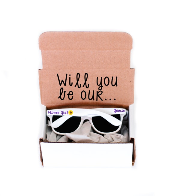 Will You Be My Flower Girl Proposal Box, Personalized Sunglasses