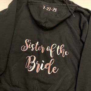 sister of the bride sweatshirt