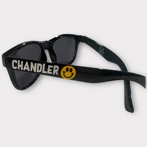 Kids personalized sunglasses, toddler sunglasses, youth glasses, summer party sunglasses, sports party favor ideas, baseball, smile glasses