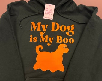 My Dog Is My Boo Hoodie, Dog Lover Sweatshirt, Halloween Doodle Shirt