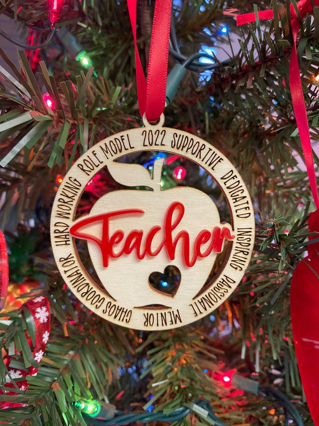 Teacher Gifts Christmas, Teacher Christmas Ornament, Apple Christmas