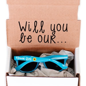 Will You Be My Flower Girl Proposal Box, Personalized Sunglasses, Toddler or Youth Kid Glasses, Gift Idea for Wedding Party