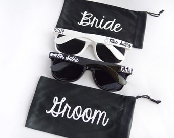 Bride and Groom Sunglasses, Summer Beach Destination Wedding Favors, Engagement Photo Prop, Honeymoon Gift, Mr and Mrs Bridal Shower Gifts