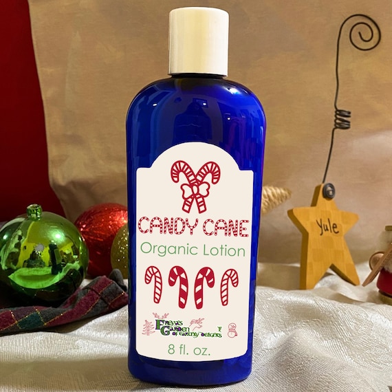 Candy Cane Organic Vegan Lotion, Peppermint Essential Oil Lotion, Christmas Spa Gift, Coworker Gifts, Holiday Presents for Her, Teacher Gift
