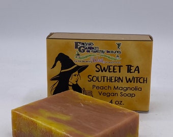 Fruity Soap, Peach Scented Soap Bar, Sweet Tea Witch Bar, vegan friendly, vegan skin care, witchy lifestyle, witch asthetic, goth gifts