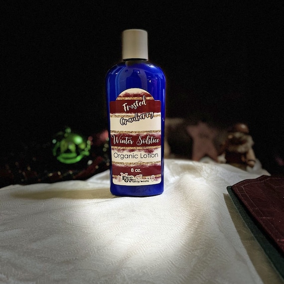 Cranberry Organic Vegan Lotion, Frosted Cranberry Winter Solstice Moisturizer, Yule, Christmas, Holiday Lotion,