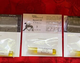 Beard Oil Sampler Trio, Set of 3 Beard Oil Samples, Gifts for Him, Beard Gifts, Mens Grooming, Viking Gifts, Pagan Gifts,