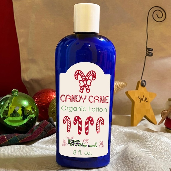 Candy Cane Peppermint Essential Oil Organic Lotion swirls your skin in the crisp, sweet rush of peppermint essential oil.