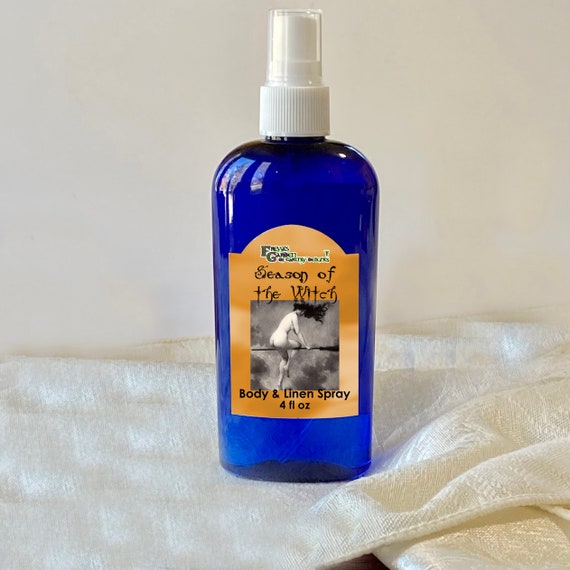 Season Of The Witch Pumpkin Room/Body Spray, a spellbinding pumpkin spice blend brewed for cozy mischief. Vegan.