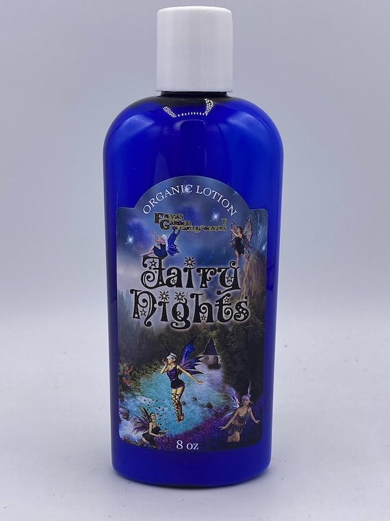 Fairy Nights Organic Lotion is a whimsical swirl of sugarplum dreams and moonlit mischief, bottled just for your skin. Vegan.