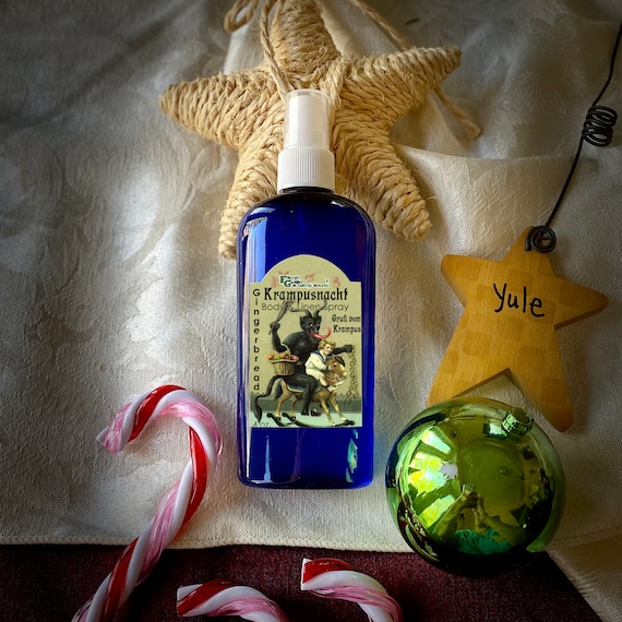 Krampusnacht Gingerbread Room/Body Spray, This wickedly cozy scent blends warm ginger, spiced molasses, and just a whisper of spices. Vegan