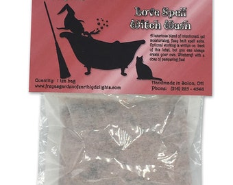 Love Bath Spell, Love Spell Witch Wash, Wiccan Bath Spell, Herbal Bath Soak, bath Salt, Spell Salts, Bath Spell, Luxury Bath Salts