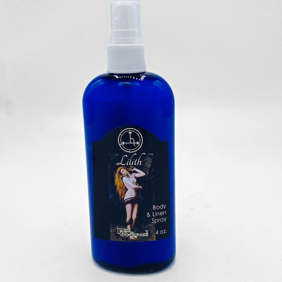 Lilith Room/Body Spray, Velvety darkness meets divine temptation. A bewitching blend of sensual sandalwood and sultry vanilla. Vegan.