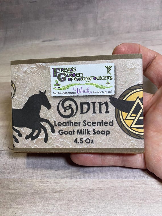 Odin Odin is a bold and commanding goat milk soap, scented with rich, rugged leather and crafted in honor of the Allfather himself.