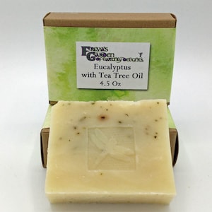 Eucalyptus, Tea Tree Essential Oil Vegan Handmade Facial and Body Soap Bar, All Natural Soap, Gifts Under 10