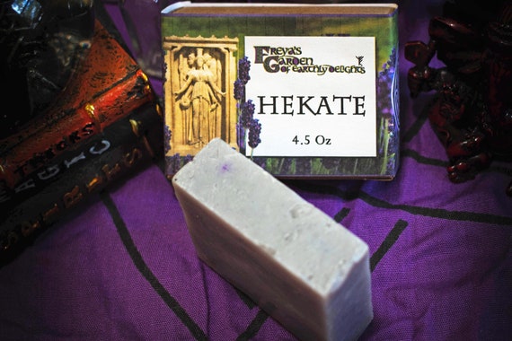 Hekate Lavender Vegan Soap bar is steeped in midnight mystery, scented with lavender essential oil to calm the spirit and awaken the senses.