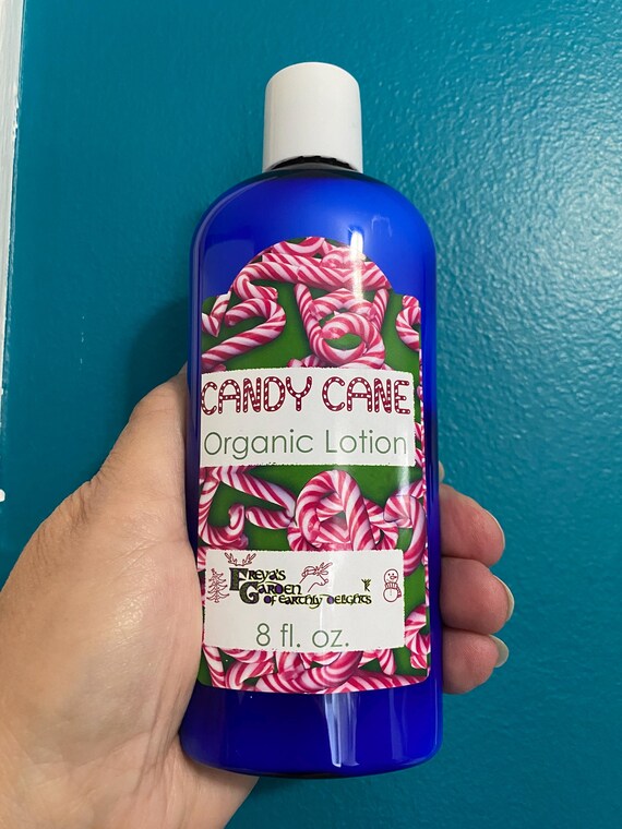 Candy Cane Organic Vegan Lotion, Peppermint Essential Oil Lotion, Christmas Spa Gift, Coworker Gifts, Holiday Presents for Her, Cruelty Free