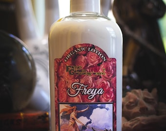 Rose Organic Lotion, Freya, Floral Scent, Vegan Skincare, pagan gifts, Vegan Moisturizer, Gifts under 20,