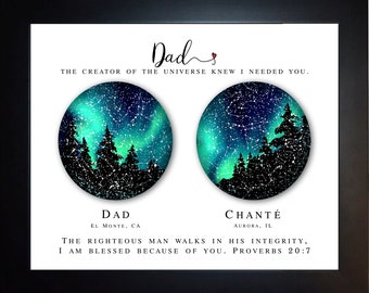 Unique Gift For Dad, Christmas Present, Father Daughter, Son, Dad Birthday Gifts, Distance Apart, Stars, Constellation, Astronomy Gifts