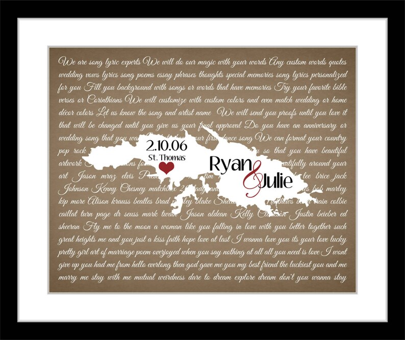 Any Destination Wedding Gift For Husband Wife Custom Song Etsy