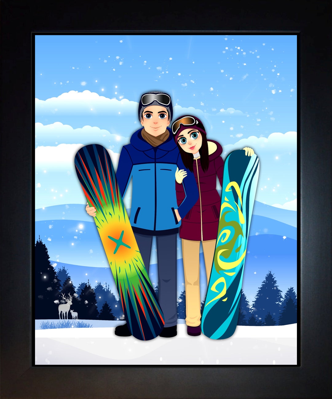 Snowboard Gift, Wall Art, Birthday Gift for Ski Friends, Anniversary