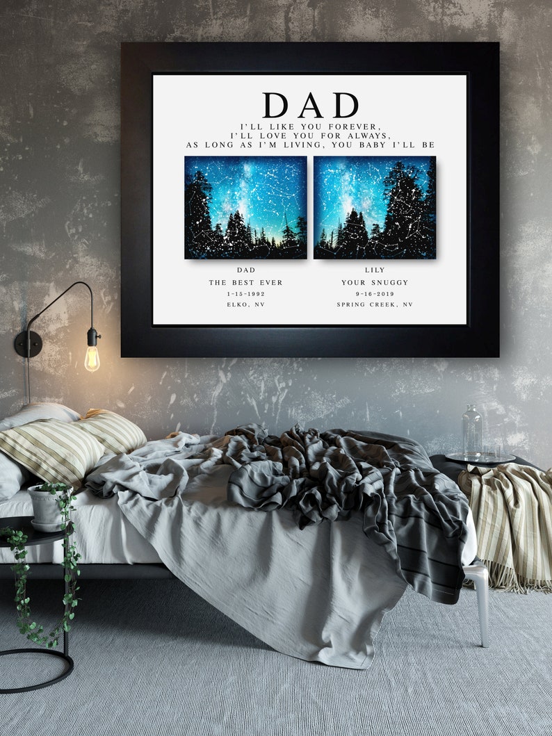 Sky Father Daughter Gift, Daughter To Father Gift For Dad Long Distance Dad Gift From Daughter, Dad Birthday Gift 2 Map Art Print Astronomy image 6