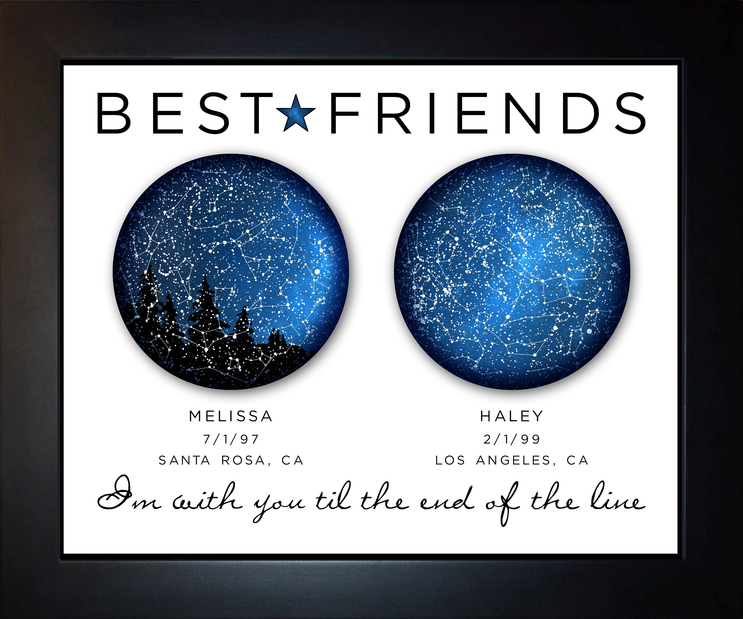 Best Friend Sky Art Personalized Best Friend Gift Long Etsy