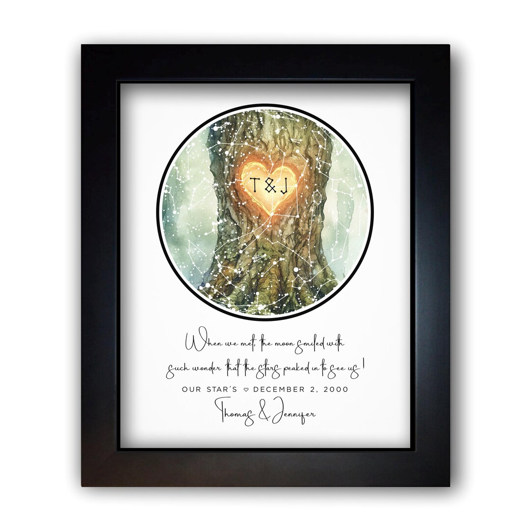 Tree With Initals R S Personalized Stars Wall Decor: 19th Anniversary Gifts for Men (husband ...