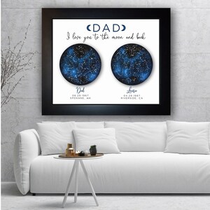 Sky Father Daughter Gift, Daughter To Father Gift For Dad Long Distance Dad Gift From Daughter, Dad Birthday Gift 2 Map Art Print Astronomy image 7