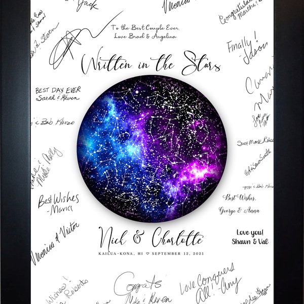 Celestial Guestbook, Wedding Guest Book Alternative Canvas Guest Book Wedding Alternative Rustic Guestbook Guest Book Stars Sky Astronomy