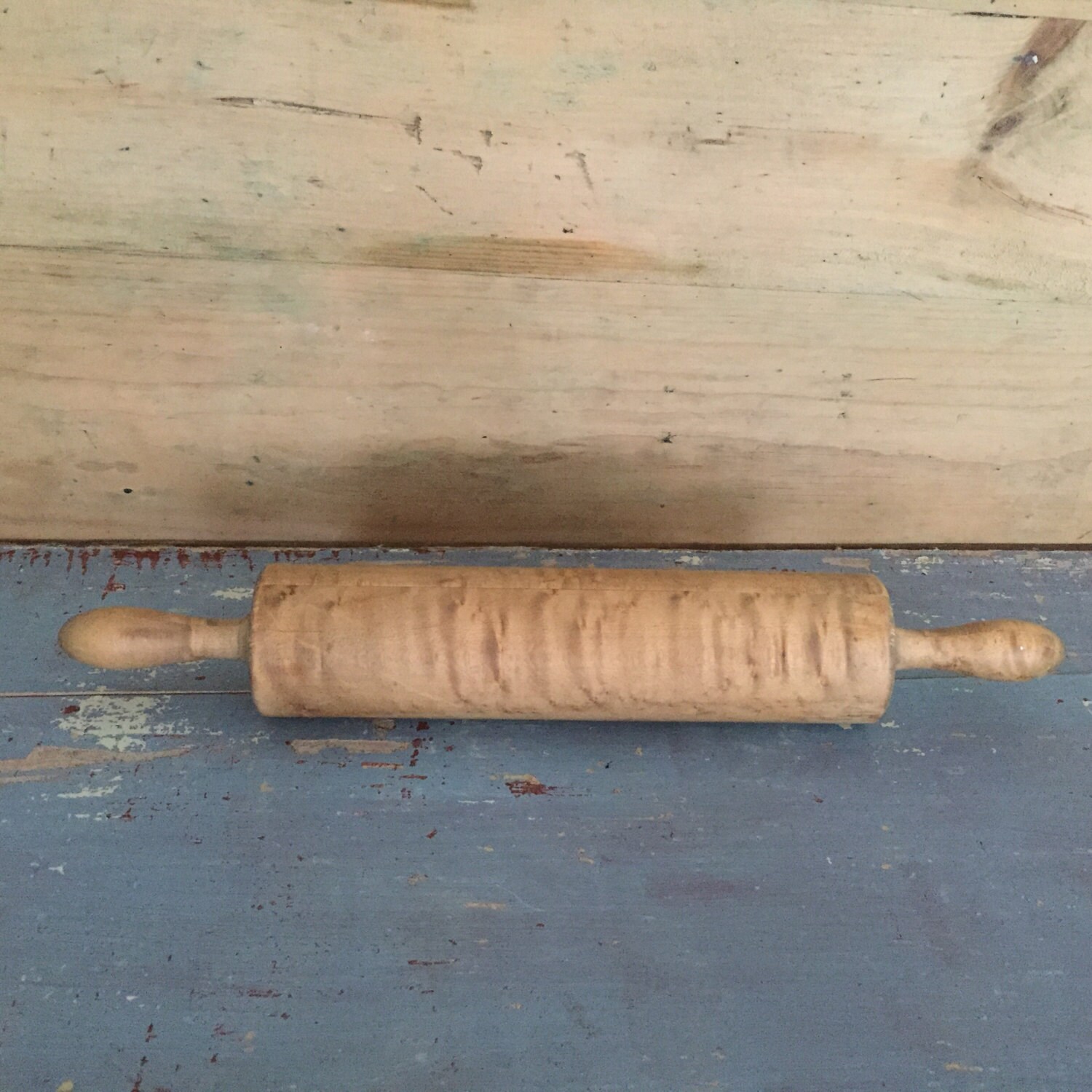 Vintage Wood Rolling Pin Polished Hardwood Aged Patina 
