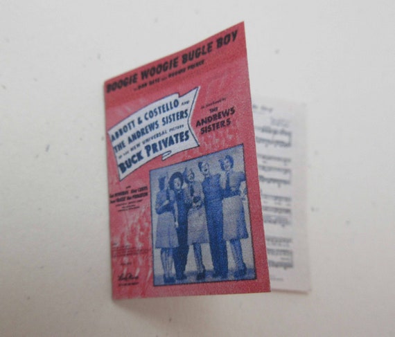 Sheet Music Boogie Woogie Bugle Boy Dollhouse Miniature 1 12 Etsy