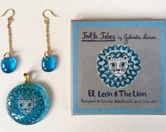The Lion Pendant and Earrings
