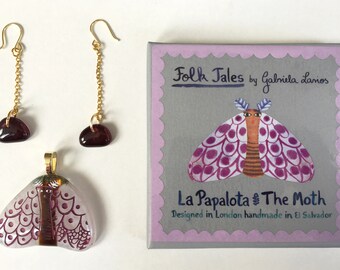 The Moth Pendant and Earrings
