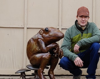 Custom Metal Art Garden Frog Sculpture - Made to Order