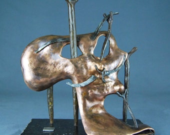 Jacob Novinger's "Hard Portrait" Small Copper Sculpture Inspired By Salvador Dali's "Soft Porttrait"