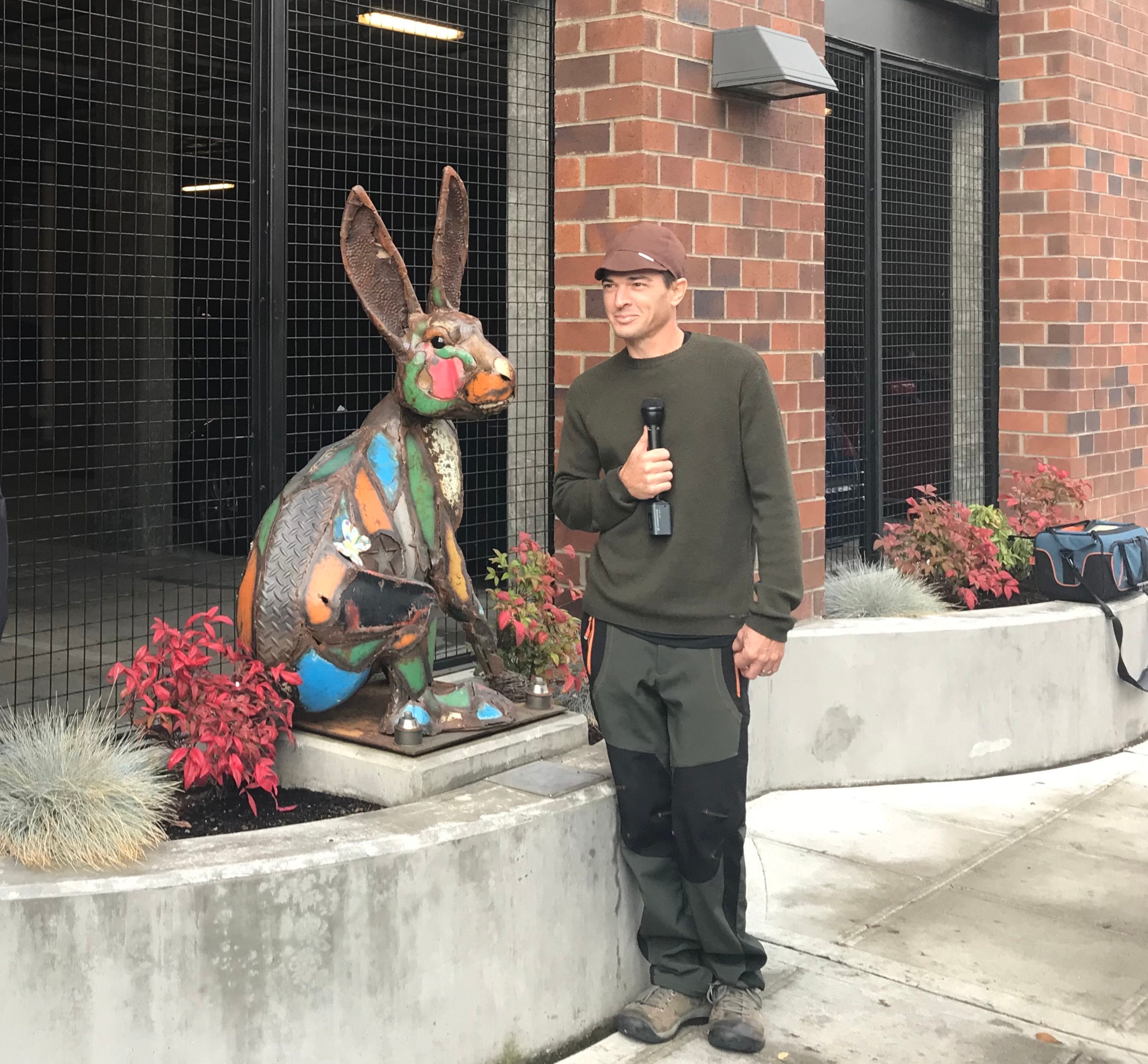 Made to Order Large Outdoor Metal Rabbit Sculpture Made Out of Found