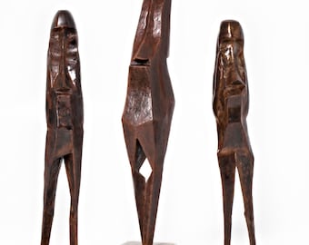 Easter Island Inspired Metal Head Sculpture Set - Jacob Novinger Art