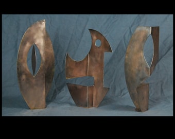 Copper Patina Subconscious Series Art Collection Small Metal Sculptures By Jacob Novinger